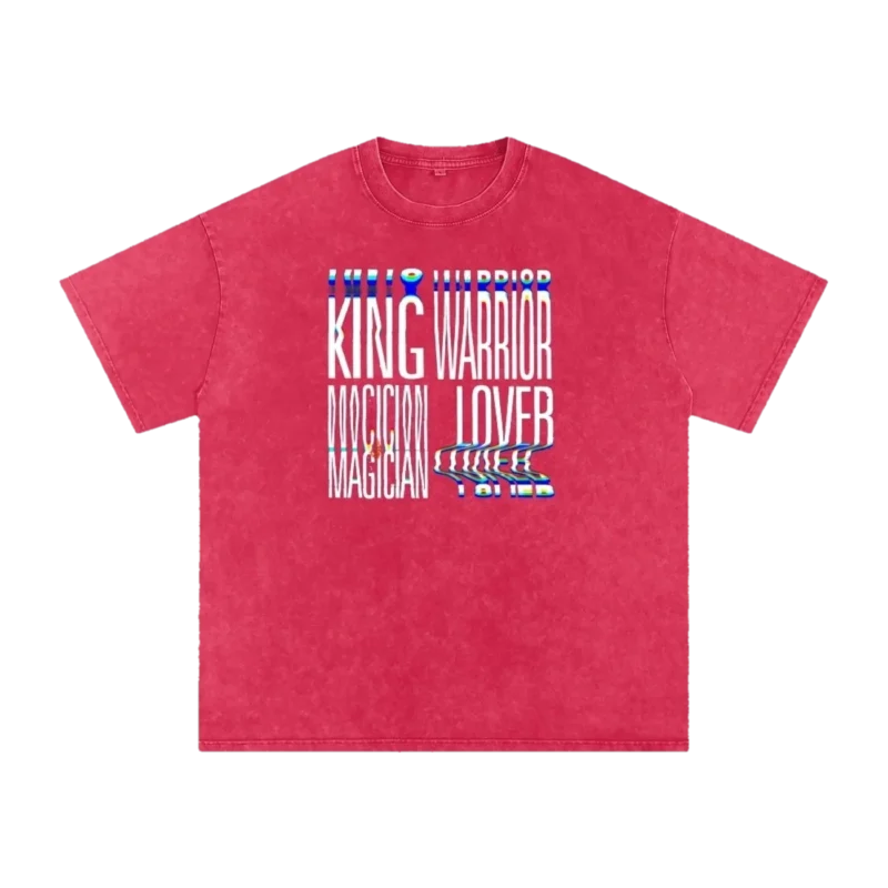 King Warrior Magician Lover Tee – Dark Red, front