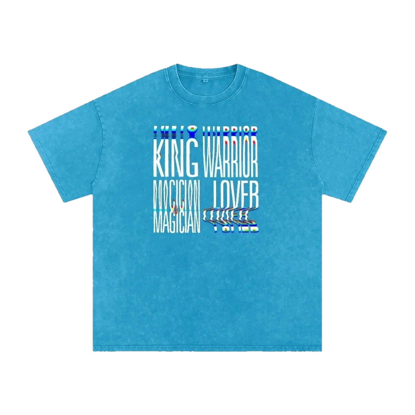 King Warrior Magician Lover Tee – Lake Blue, front